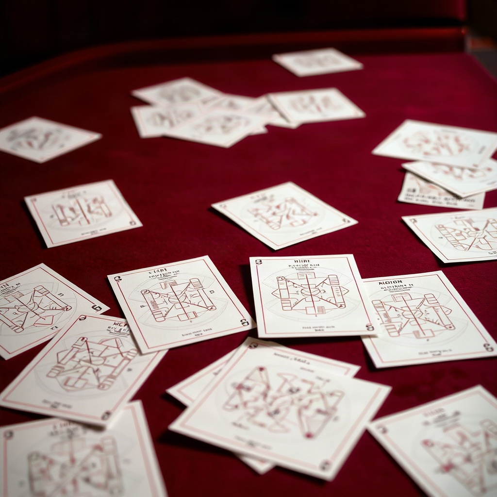 Still life of billiards diagram cards